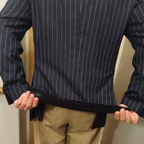 Samuelsohn Jacket Blazer Sportscoat Dark Blue Pinstripe - Picture 3 of 8